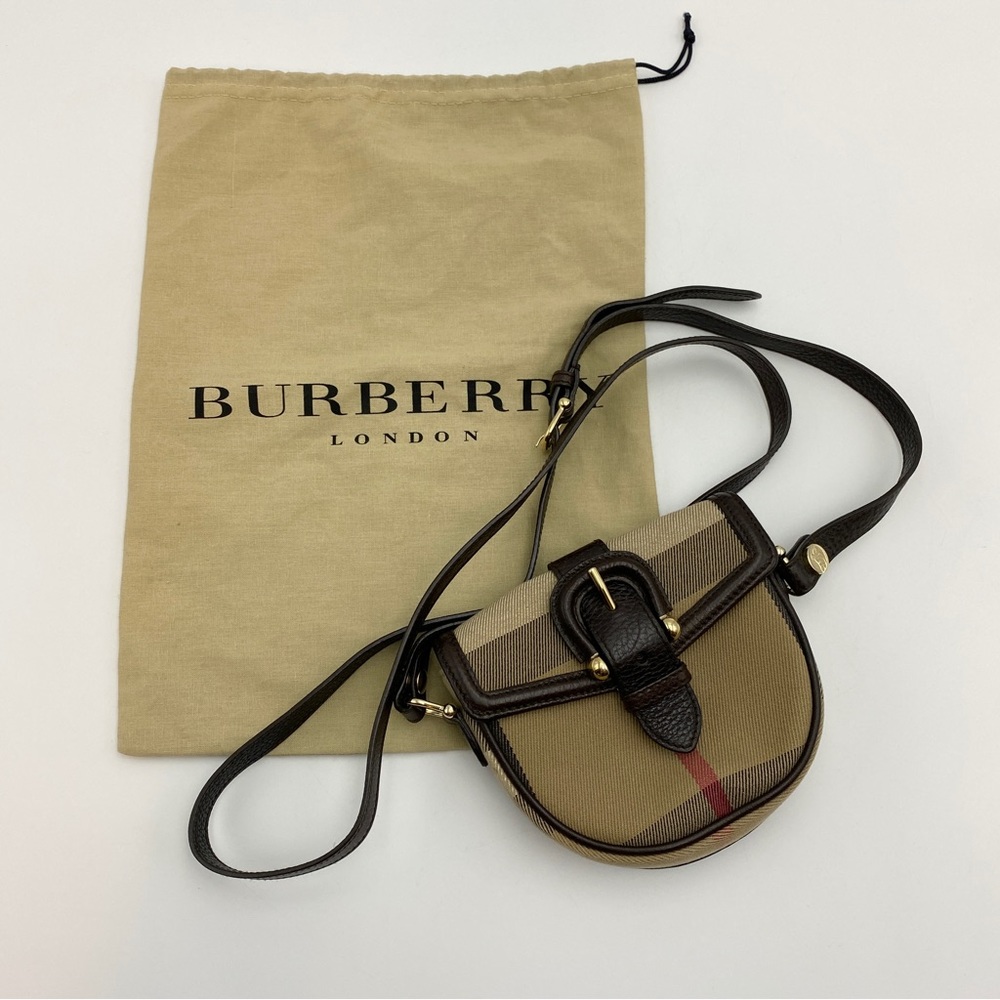 Authentic Burberry Mini Canvas/Leather Crossbody Bag